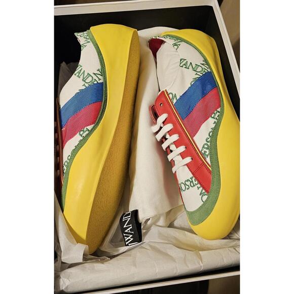 JW Anderson Shoes Mens 10 Multicolor Canvas Logo Colorblock Lace Up Sneakers - Picture 2 of 4